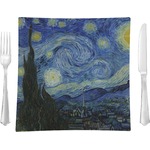The Starry Night (Van Gogh 1889) 9.5" Glass Square Lunch / Dinner Plate- Single or Set of 4