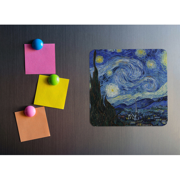 The Starry Night (Van Gogh 1889) Square Fridge Magnet - LIFESTYLE