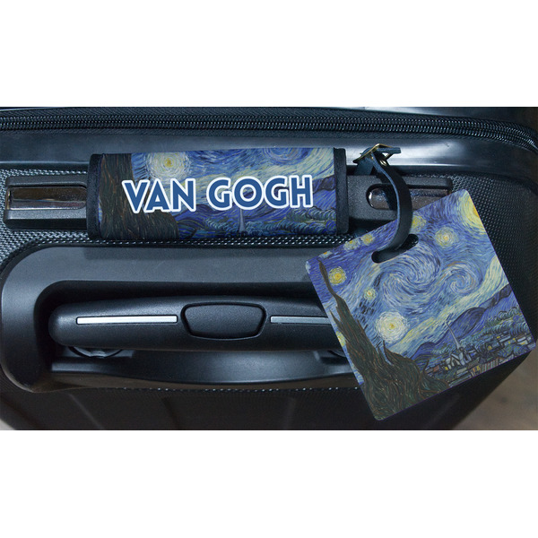 The Starry Night (Van Gogh 1889) Square Luggage Tag & Handle Wrap - In Context
