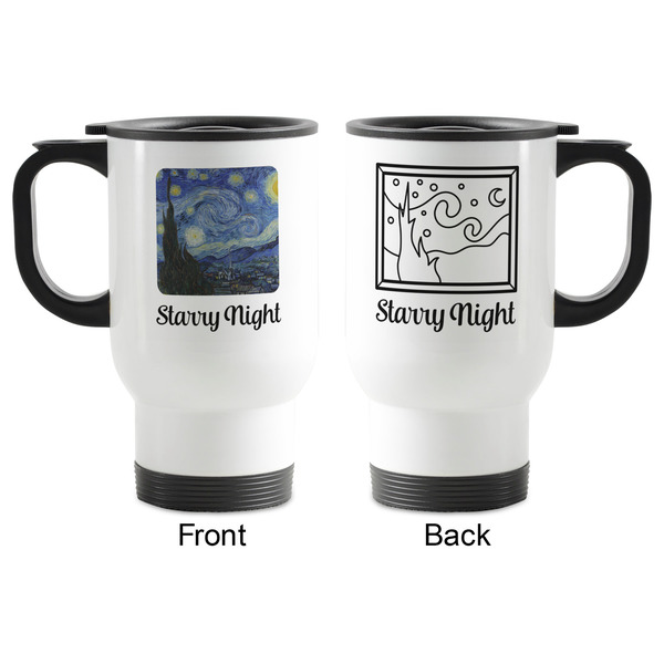 The Starry Night (Van Gogh 1889) Stainless Steel Travel Mug with Handle - Apvl