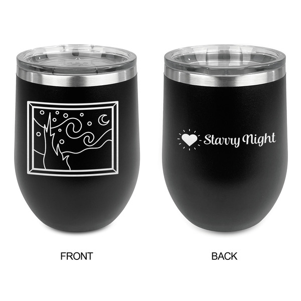The Starry Night (Van Gogh 1889) Stainless Wine Tumblers - Black - Double Sided - Approval