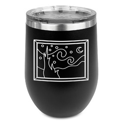 The Starry Night (Van Gogh 1889) Stemless Stainless Steel Wine Tumbler - Black - Double Sided