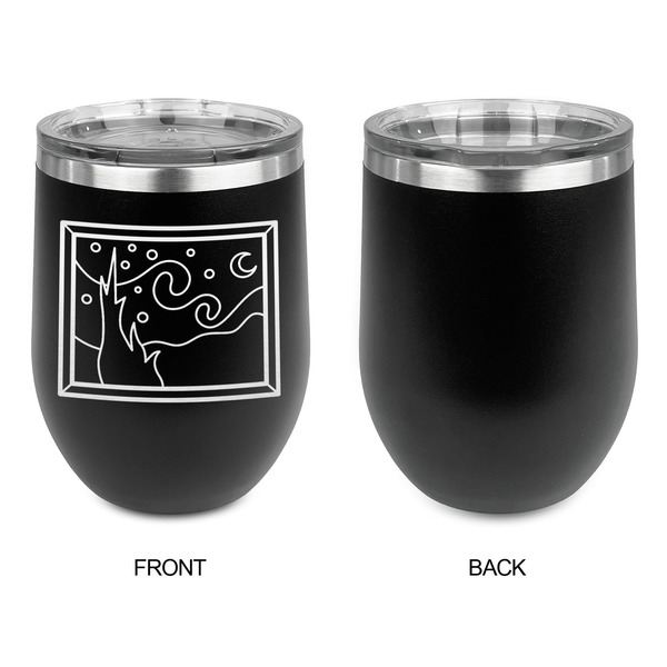 The Starry Night (Van Gogh 1889) Stainless Wine Tumblers - Black - Single Sided - Approval
