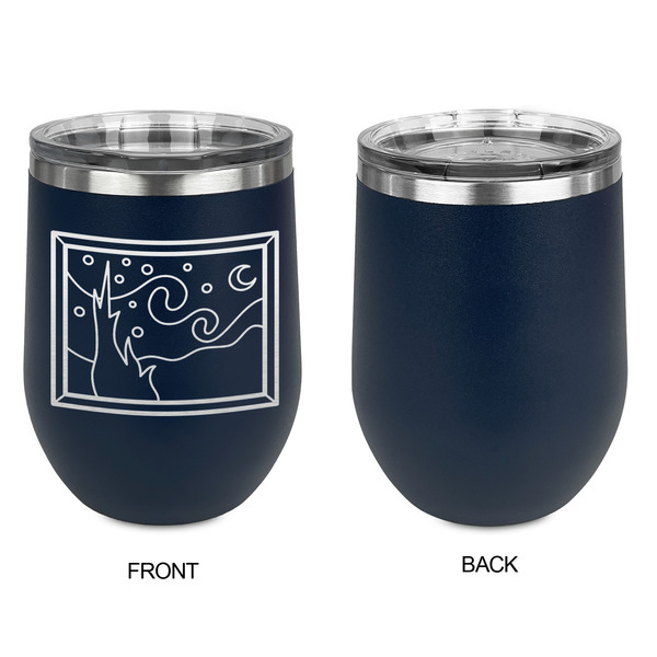 The Starry Night (Van Gogh 1889) Stainless Wine Tumblers - Navy - Single Sided - Approval