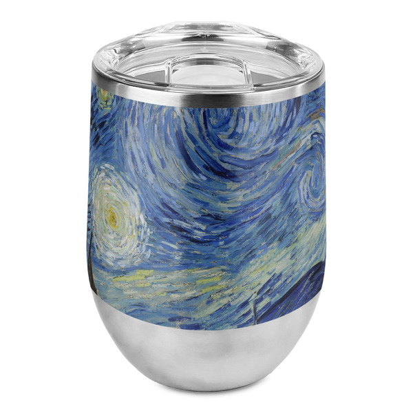 Custom The Starry Night (Van Gogh 1889) Stemless Wine Tumbler - Full Print