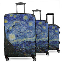 The Starry Night (Van Gogh 1889) 3 Piece Luggage Set - 20" Carry On, 24" Medium Checked, 28" Large Checked