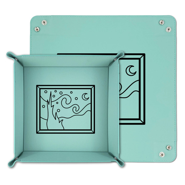 The Starry Night (Van Gogh 1889) Teal Faux Leather Valet Trays - PARENT MAIN