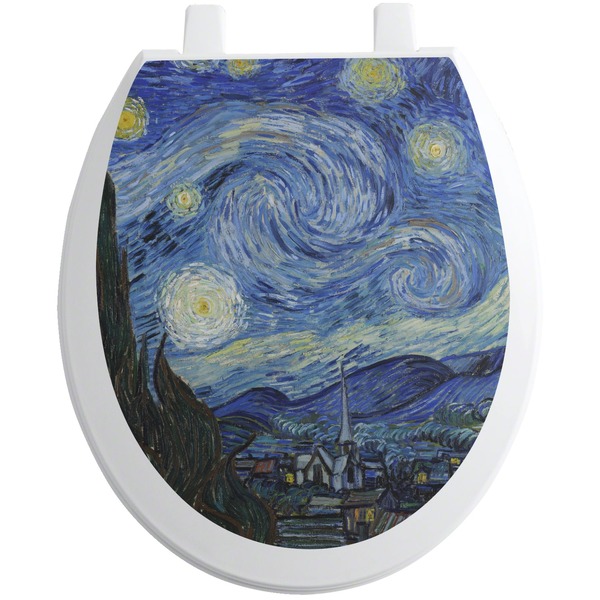 Custom The Starry Night (Van Gogh 1889) Toilet Seat Decal - Round