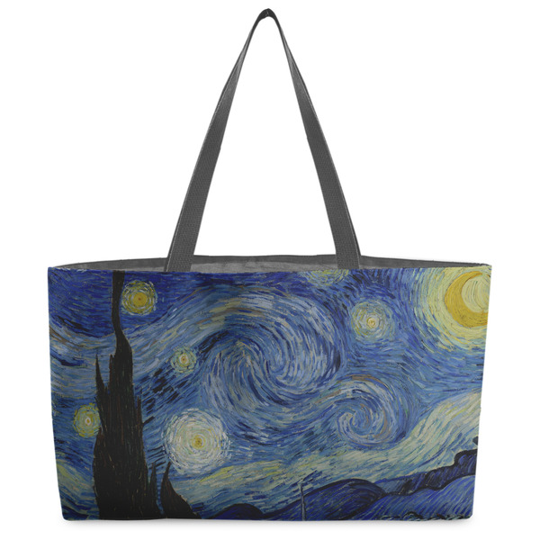 Custom The Starry Night (Van Gogh 1889) Beach Totes Bag - w/ Black Handles