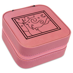 The Starry Night (Van Gogh 1889) Travel Jewelry Boxes - Pink Leather