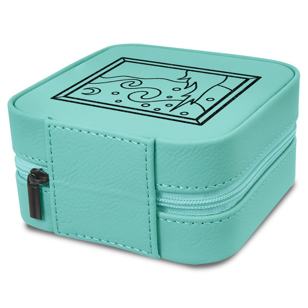 The Starry Night (Van Gogh 1889) Travel Jewelry Boxes - Leather - Teal - View from Rear