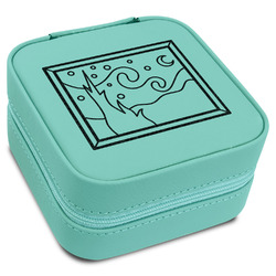 The Starry Night (Van Gogh 1889) Travel Jewelry Box - Teal Leather