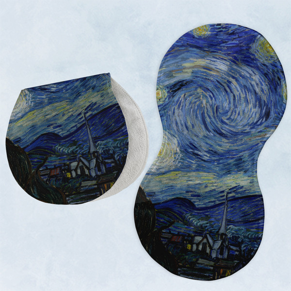 Custom The Starry Night (Van Gogh 1889) Burp Pads - Velour - Set of 2
