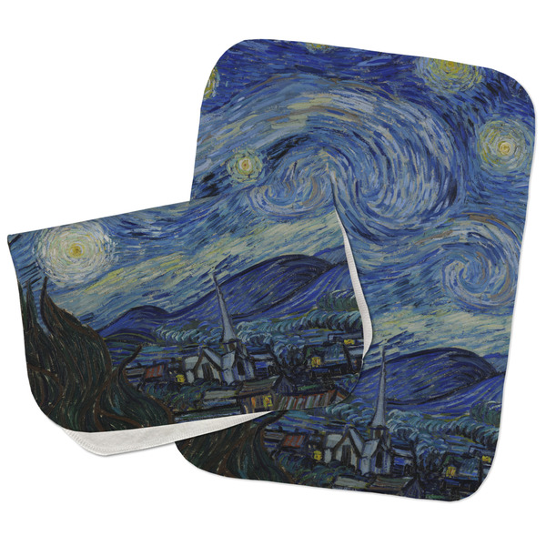 Custom The Starry Night (Van Gogh 1889) Burp Cloths - Fleece - Set of 2