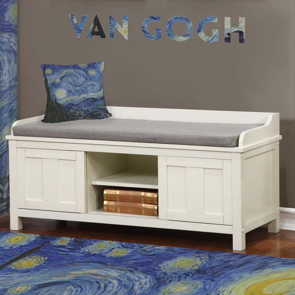 The Starry Night (Van Gogh 1889) Wall Name Decal Above Storage bench