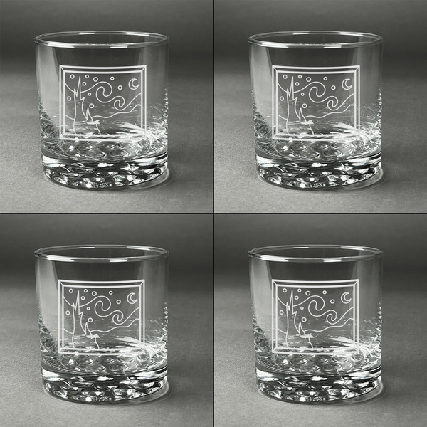 The Starry Night (Van Gogh 1889) Whiskey Glasses - Set of 4 all Engraved