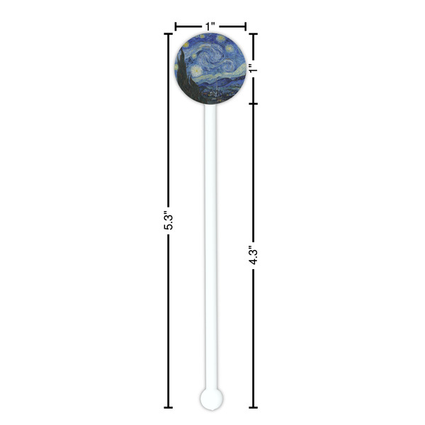 The Starry Night (Van Gogh 1889) White Plastic 5.5" Stir Stick - Round - Dimensions