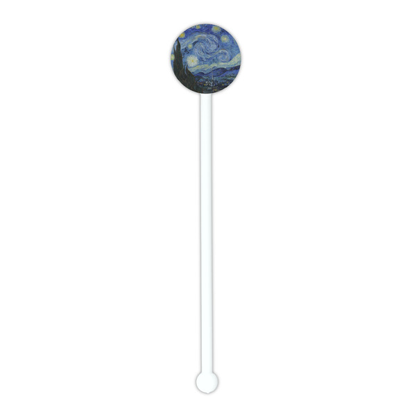 The Starry Night (Van Gogh 1889) White Plastic 5.5" Stir Stick - Round - Single Stick