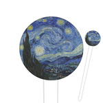 The Starry Night (Van Gogh 1889) 6" Round Plastic Food Picks - White - Double Sided