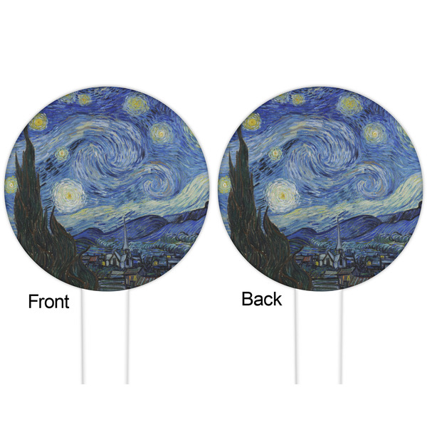 The Starry Night (Van Gogh 1889) White Plastic 6" Food Pick - Round - Double Sided - Front & Back