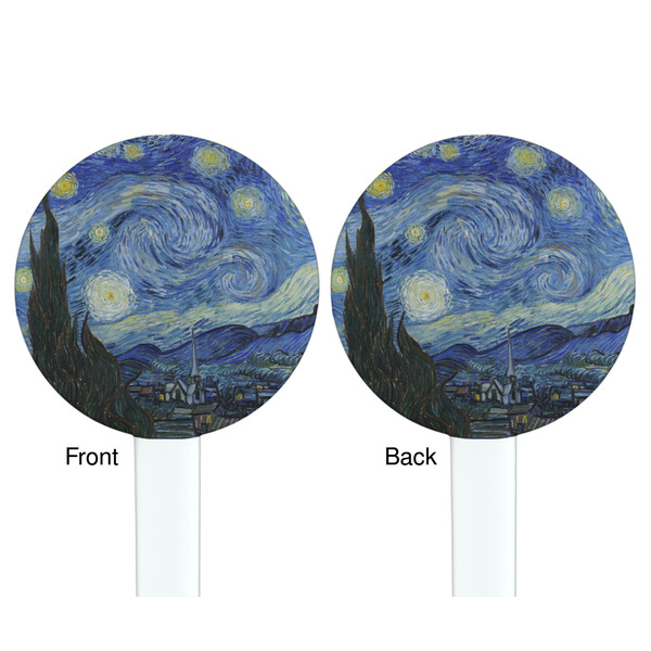The Starry Night (Van Gogh 1889) White Plastic 7" Stir Stick - Double Sided - Round - Front & Back
