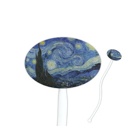 The Starry Night (Van Gogh 1889) 7" Oval Plastic Stir Sticks - White - Single Sided