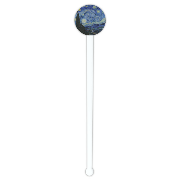 The Starry Night (Van Gogh 1889) White Plastic 7" Stir Stick - Round - Single Stick