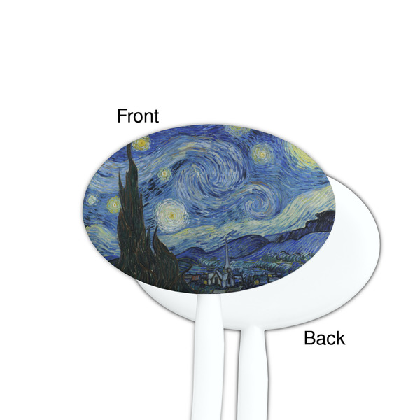 The Starry Night (Van Gogh 1889) White Plastic 7" Stir Stick - Single Sided - Oval - Front & Back