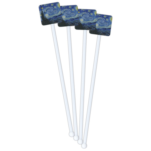 The Starry Night (Van Gogh 1889) White Plastic Stir Stick - Single Sided - Square - Front