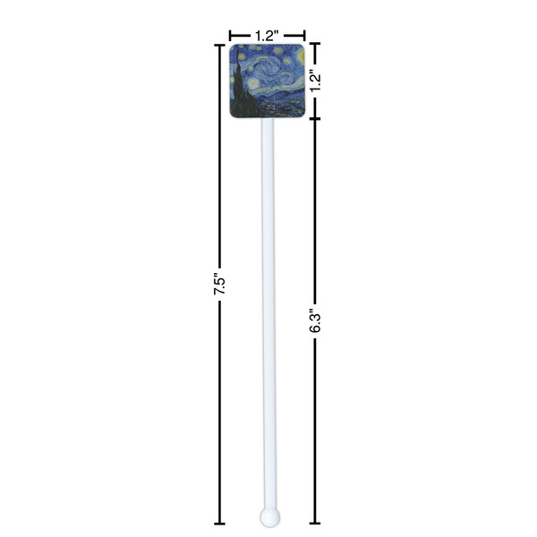 The Starry Night (Van Gogh 1889) White Plastic Stir Stick - Square - Dimensions