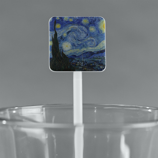 The Starry Night (Van Gogh 1889) White Plastic Stir Stick - Square - Main