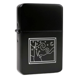 The Starry Night (Van Gogh 1889) Windproof Lighter - Black - Single Sided & Lid Engraved