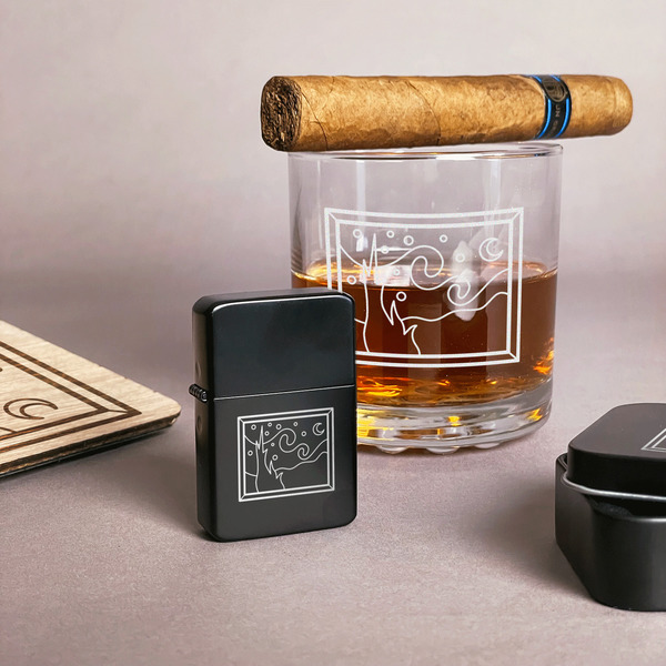 The Starry Night (Van Gogh 1889) Windproof Lighters - Black - In Context