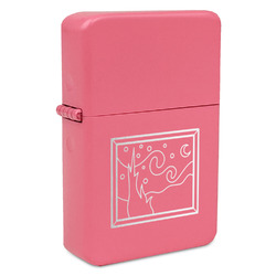 The Starry Night (Van Gogh 1889) Windproof Lighter - Pink - Single Sided & Lid Engraved