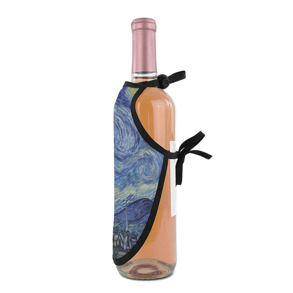 The Starry Night (Van Gogh 1889) Wine Bottle Apron - DETAIL WITH CLIP ON NECK