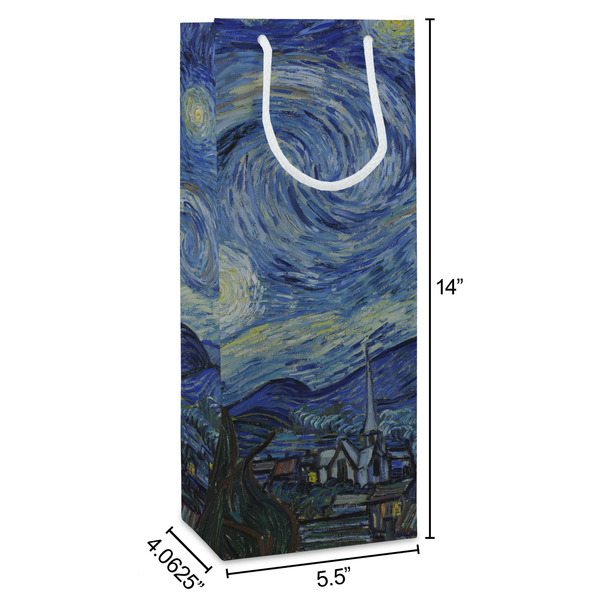 The Starry Night (Van Gogh 1889) Wine Gift Bag - Dimensions
