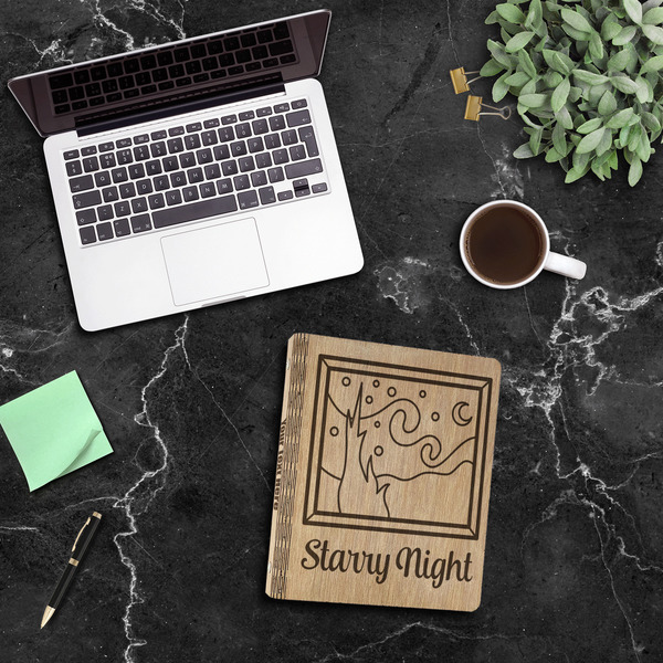 The Starry Night (Van Gogh 1889) Wood 3-Ring Binders - 1" Letter - In Context