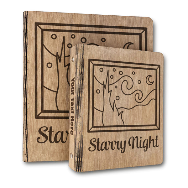 Custom The Starry Night (Van Gogh 1889) Wood 3-Ring Binder
