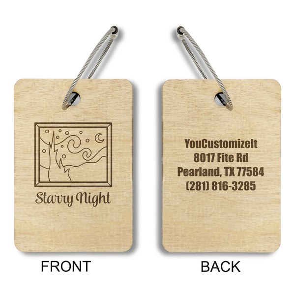 The Starry Night (Van Gogh 1889) Wood Luggage Tags - Rectangle - Approval