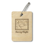 The Starry Night (Van Gogh 1889) Wood Luggage Tag - Rectangle