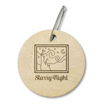The Starry Night (Van Gogh 1889) Wood Luggage Tag - Round