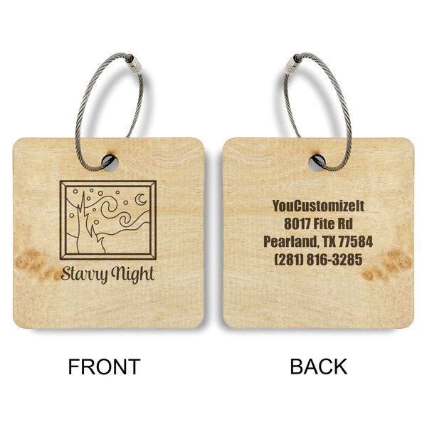 The Starry Night (Van Gogh 1889) Wood Luggage Tags - Square - Approval