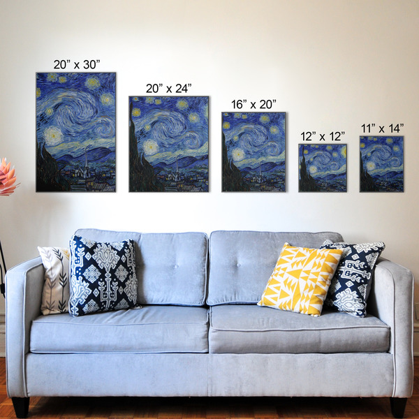 The Starry Night (Van Gogh 1889) Wood Prints - Size Comparison