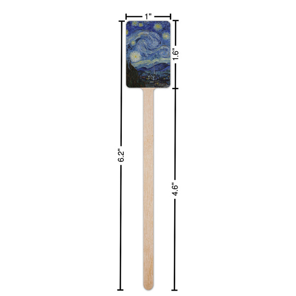 The Starry Night (Van Gogh 1889) Wooden 6.25" Stir Stick - Rectangular - Dimensions