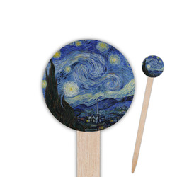 The Starry Night (Van Gogh 1889) 6" Round Wooden Food Picks - Double Sided
