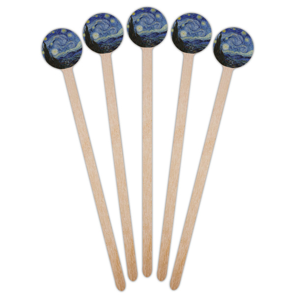 The Starry Night (Van Gogh 1889) Wooden 6" Stir Stick - Round - Fan View