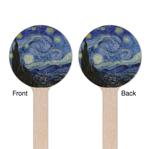 The Starry Night (Van Gogh 1889) Wooden 7.5" Stir Stick - Round - Double Sided - Front & Back