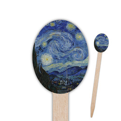 The Starry Night (Van Gogh 1889) Oval Wooden Food Picks - Double Sided
