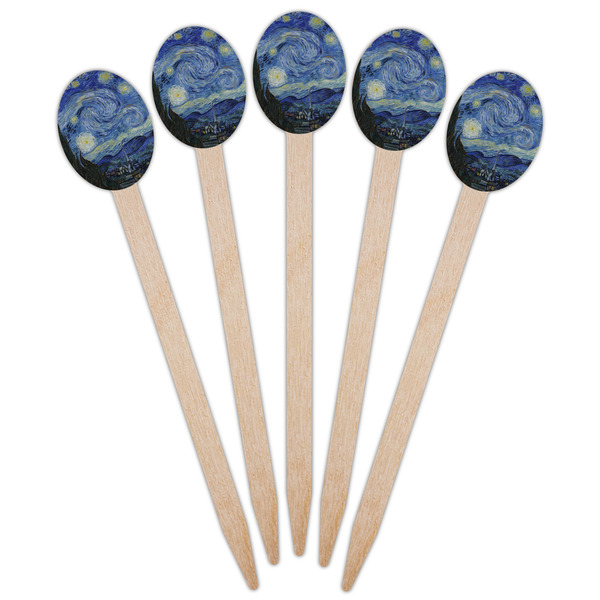 The Starry Night (Van Gogh 1889) Wooden Food Pick - Oval - Fan View