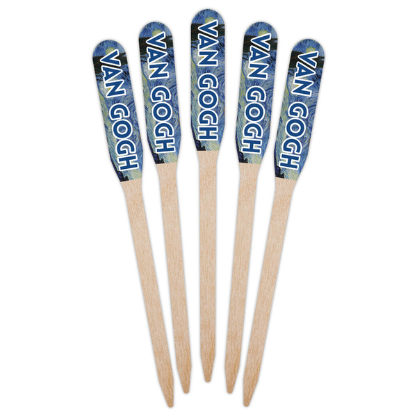 The Starry Night (Van Gogh 1889) Wooden Food Pick - Paddle - Fan View
